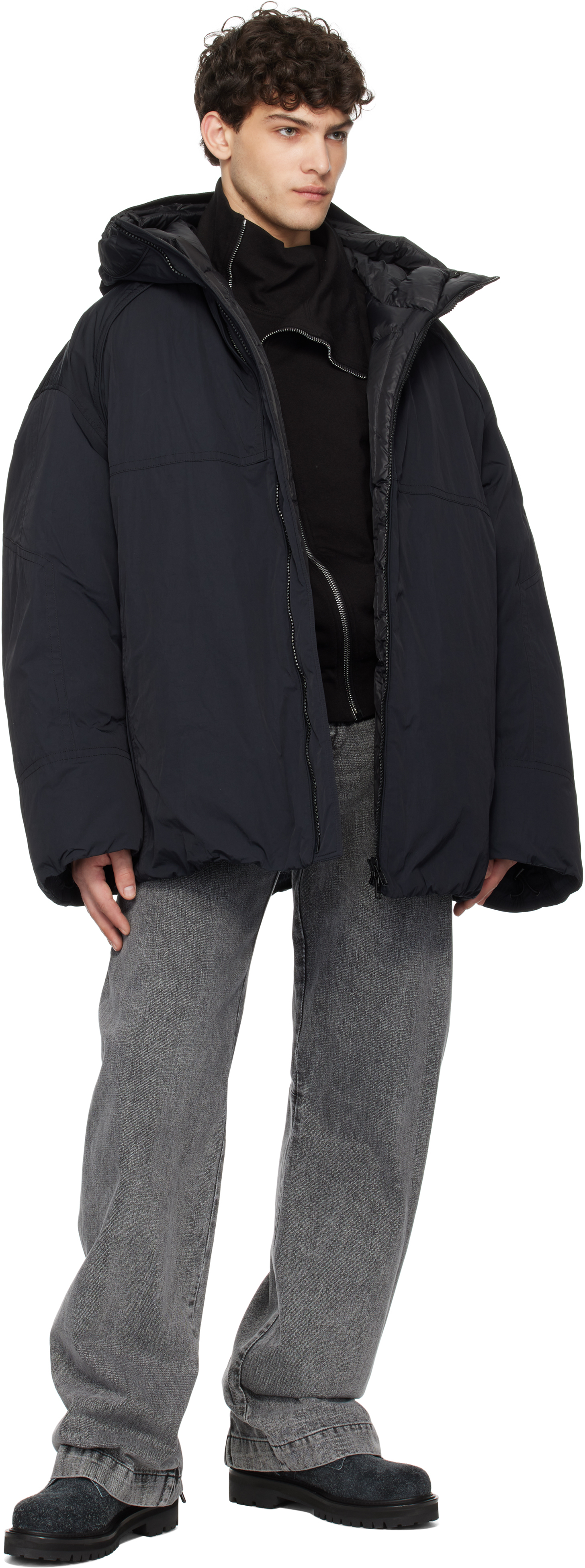 JUUNJ BLACK HEAVY DOWN JACKET 