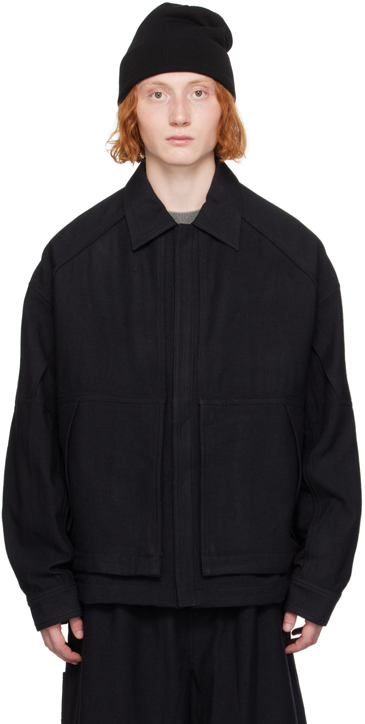 Juun. J Black Spread Collar Jacket