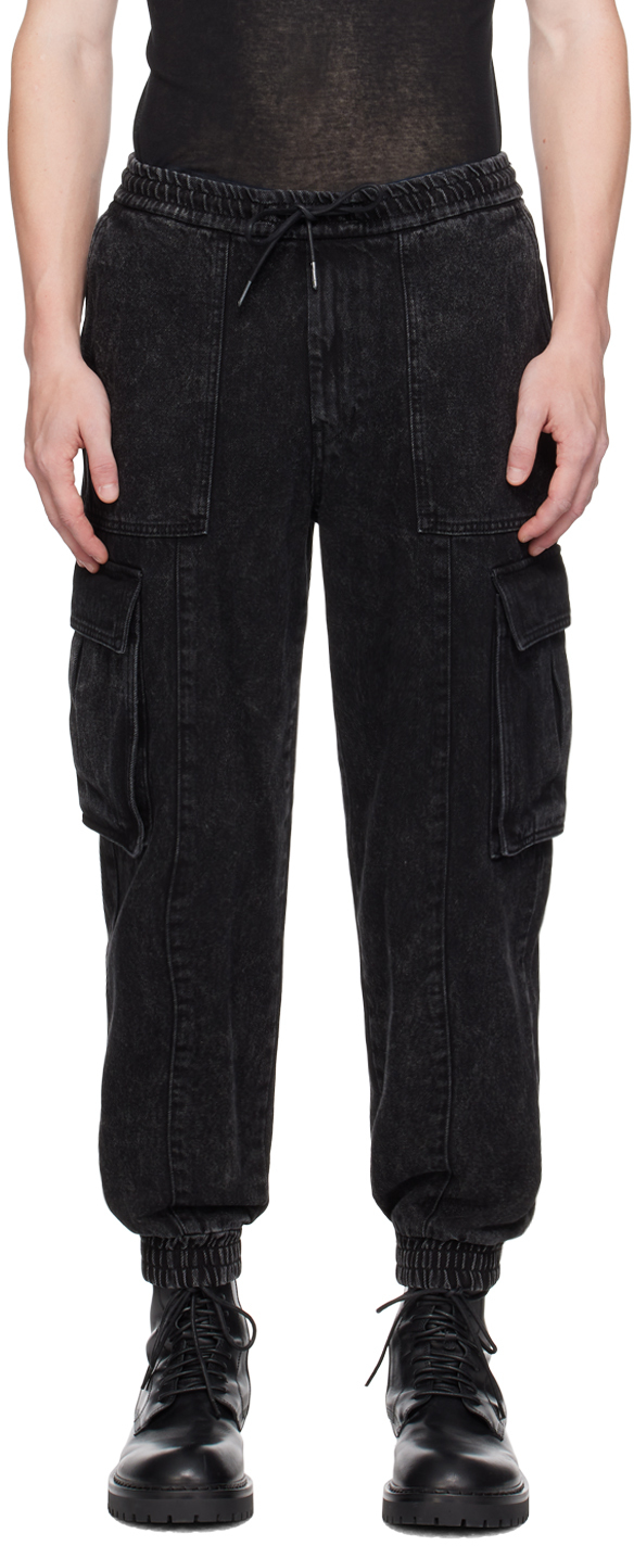 Shop Juunj Black Faded Denim Cargo Pants In 5 Black