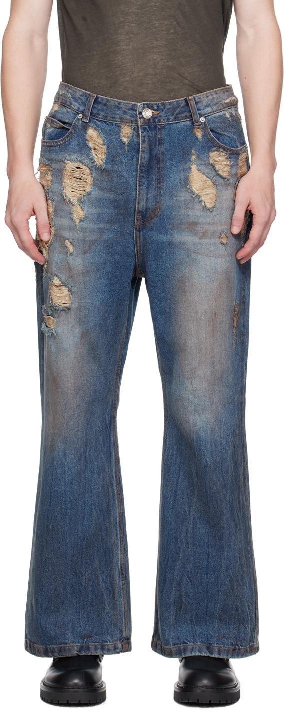 Juun. J Blue Oil-Washed Jeans