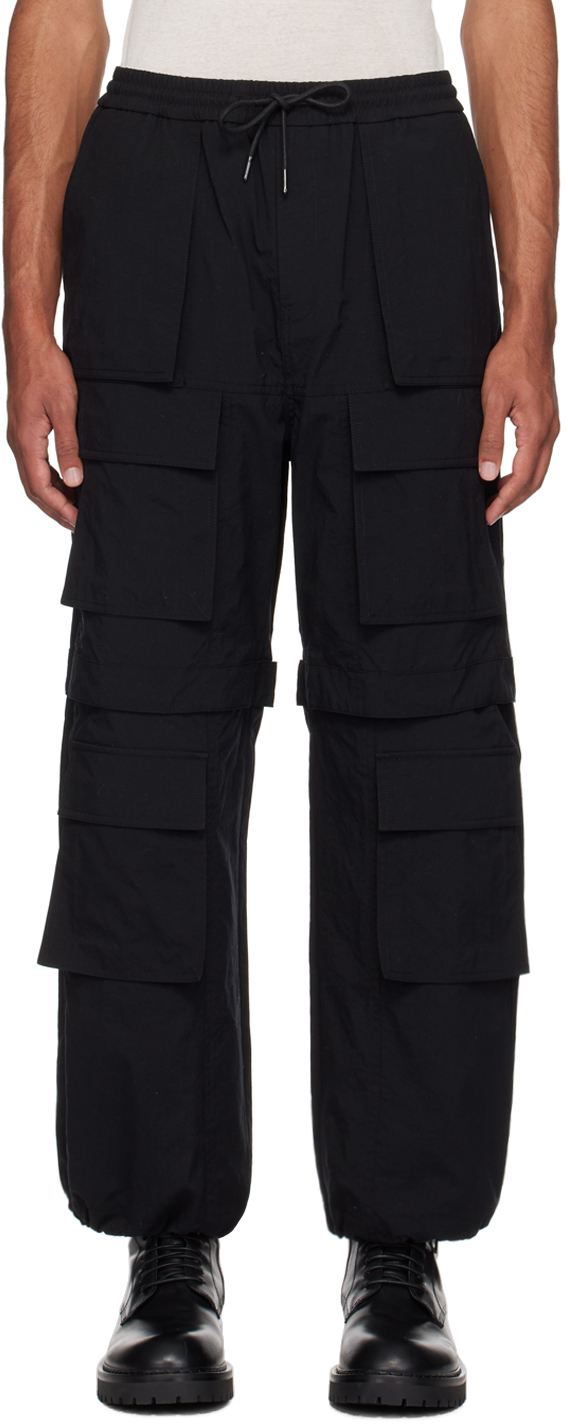 Juun. J Black Drawstring Cargo Pants