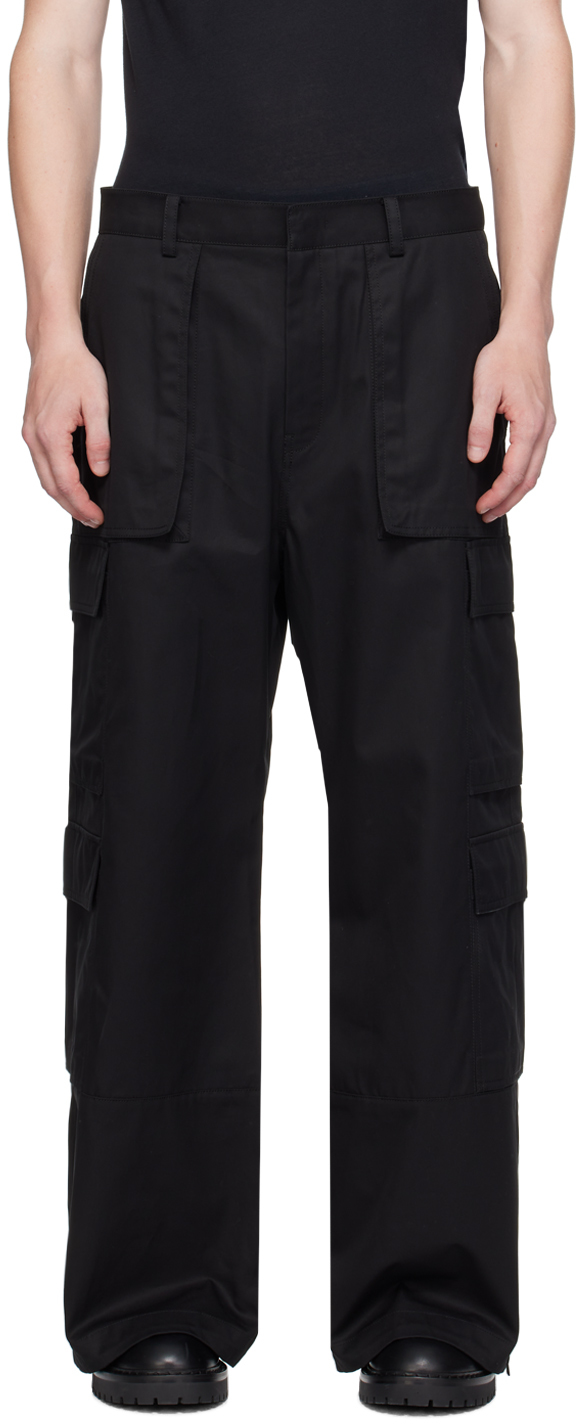 Black Cotton Cargo Pants