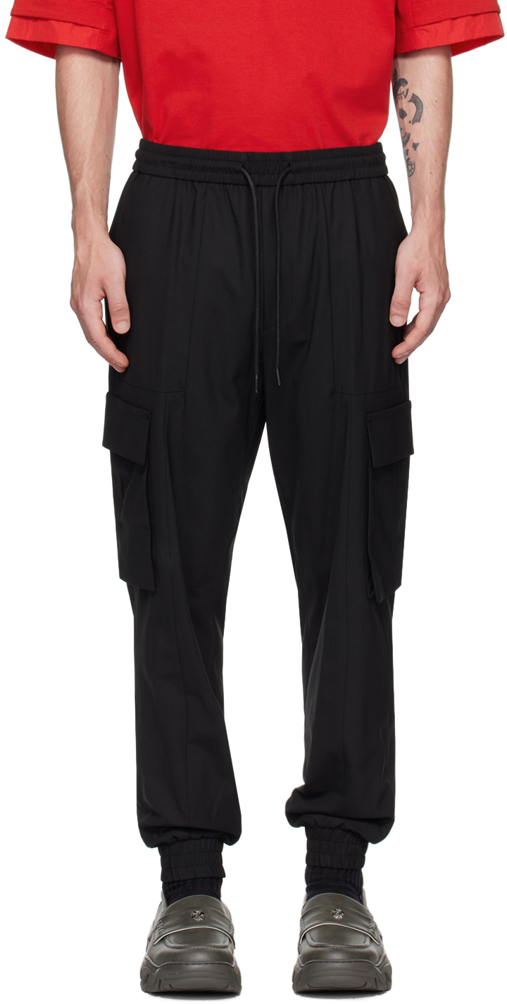 Juun. J Black Drawstring Cargo Pants