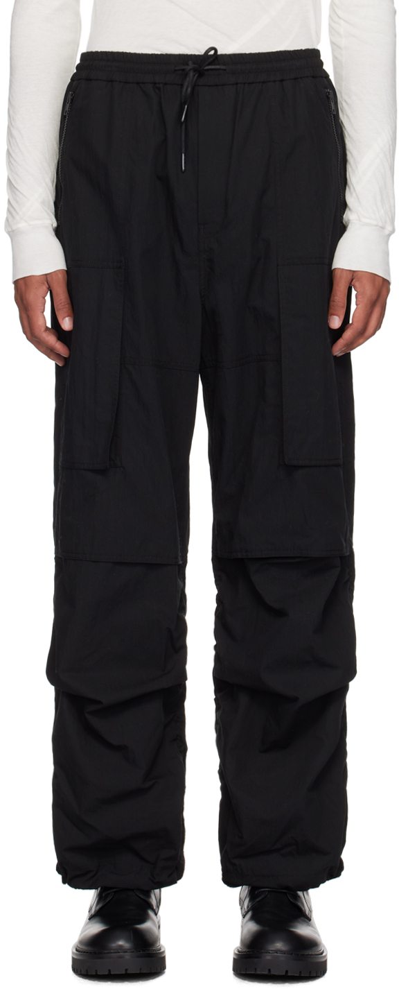 Juun. J Black Puckered Cargo Pants