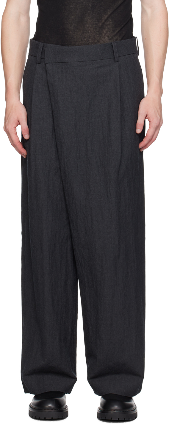 Shop Juunj Gray Washed Wool Trousers In 3 Grey