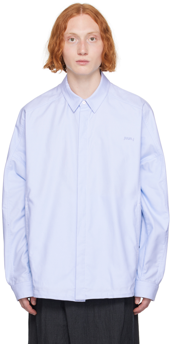 Shop Juunj Blue Coach Shirt In Q Sblue