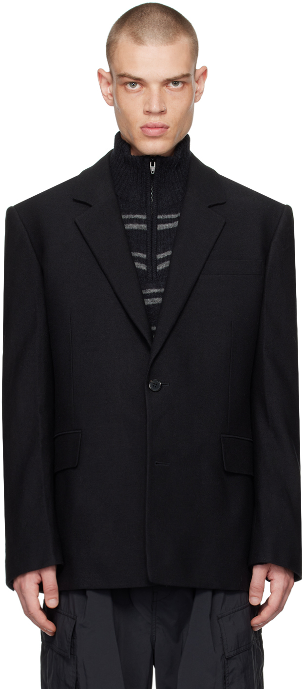 Juun. J Black Single-Breasted Blazer