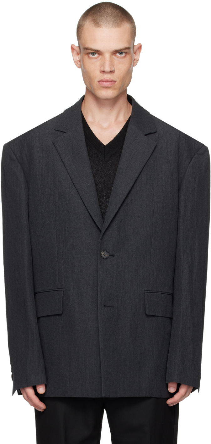 Juun. J Gray Single-Breasted Blazer