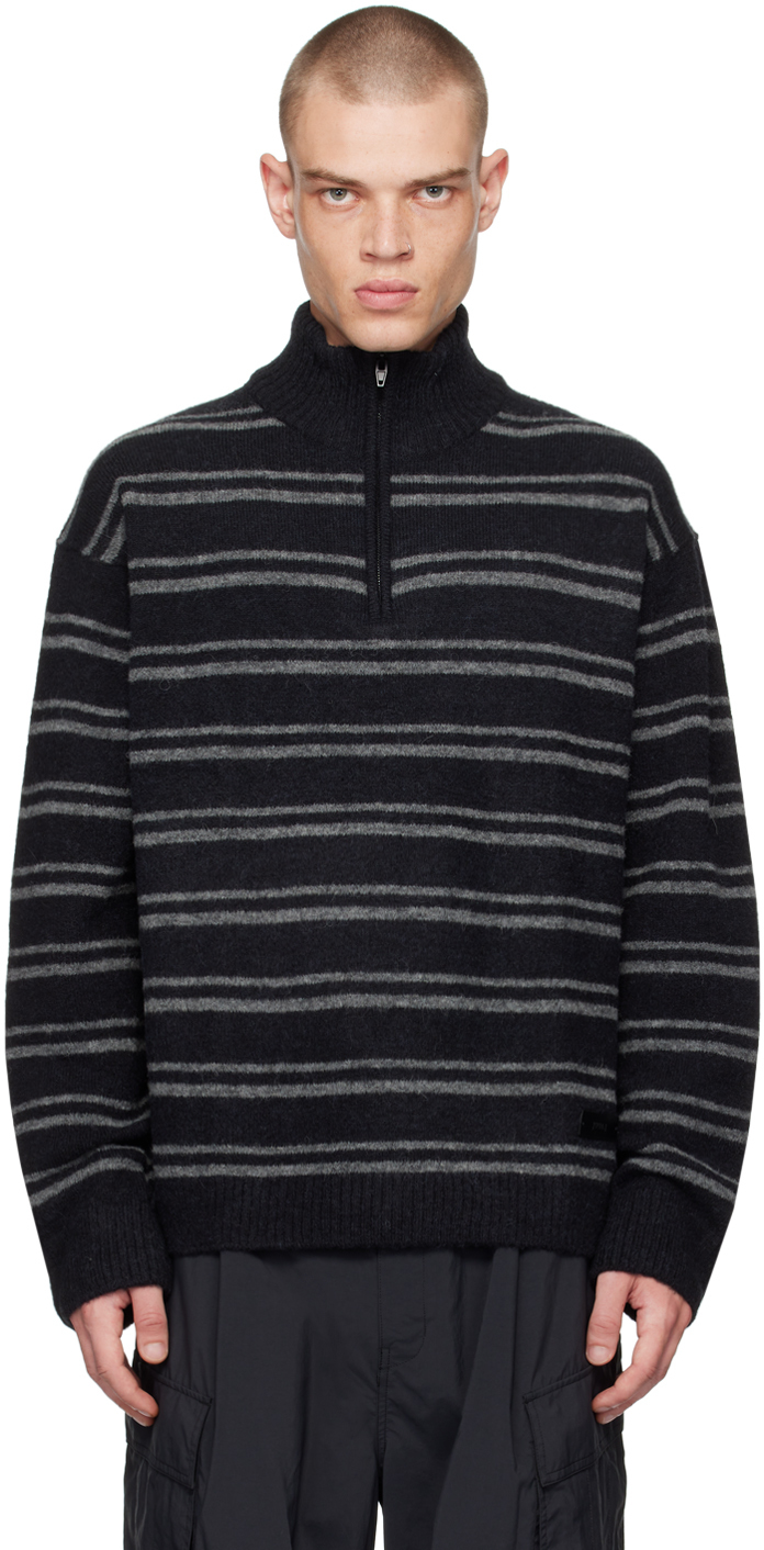 Shop Juunj Navy & Gray Stripe Sweater