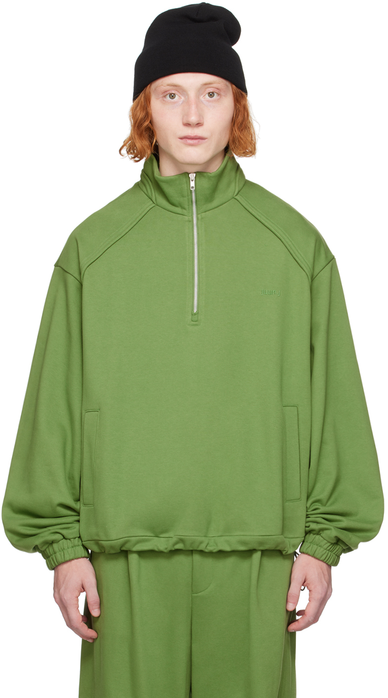 Juun. J Green Quarter-Zip Sweater