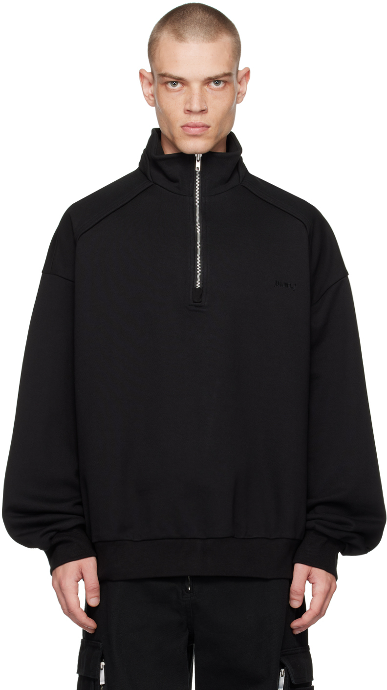 Shop Juunj Black Half-zip Track Jacket In 5 Black