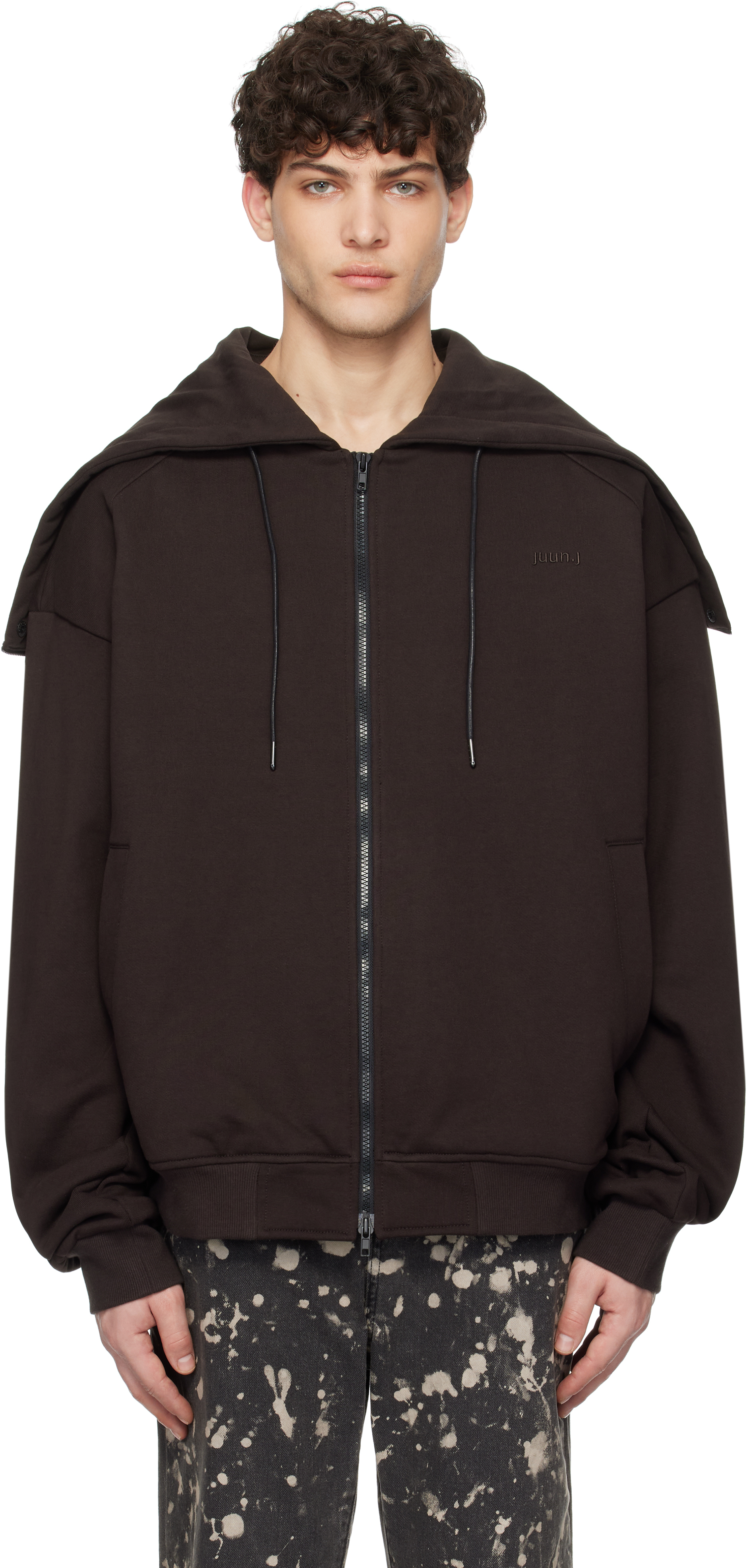 Juun. J Brown Transformable Hoodie