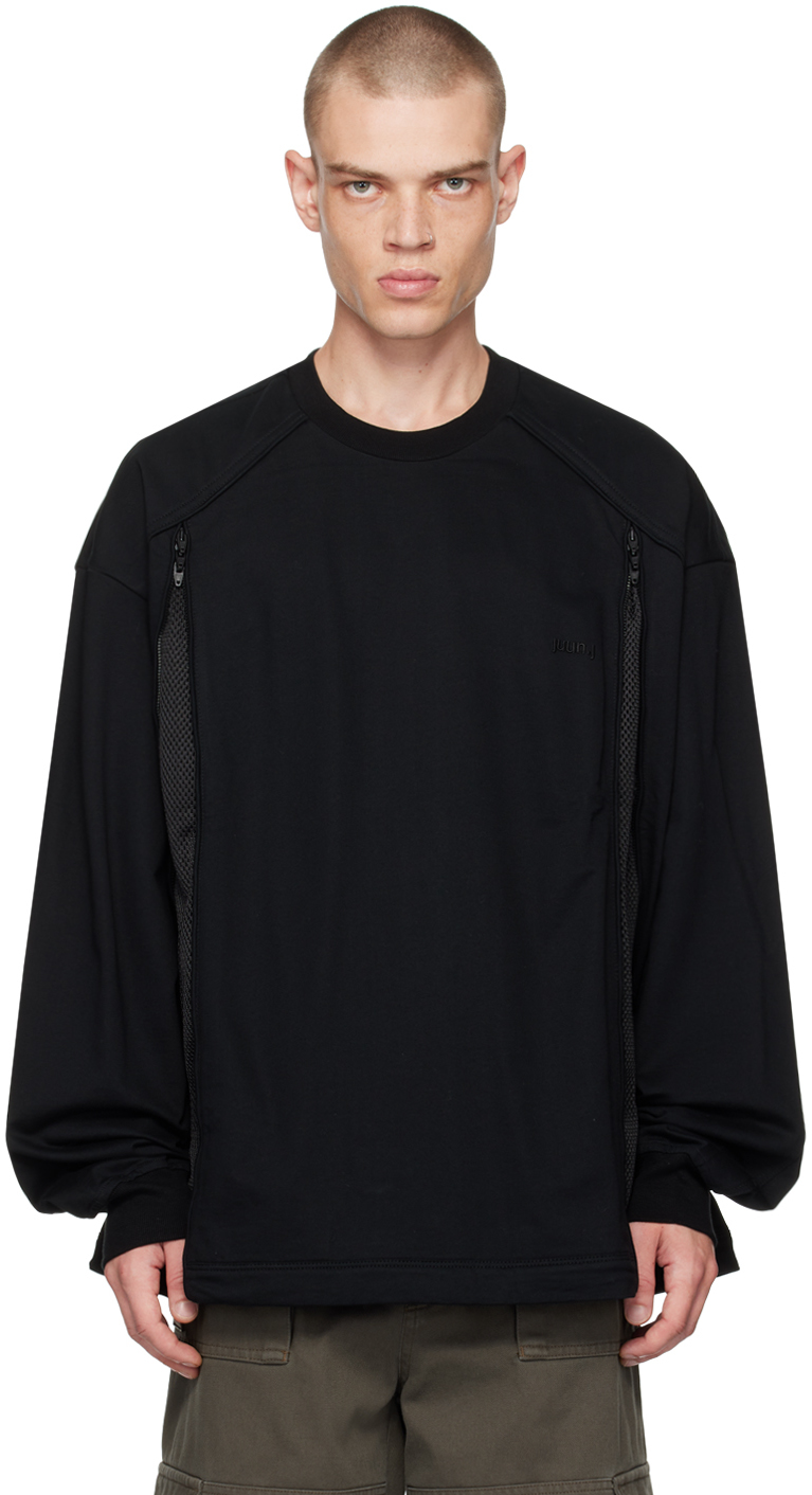 Juun. J Black Paneled Sweatshirt