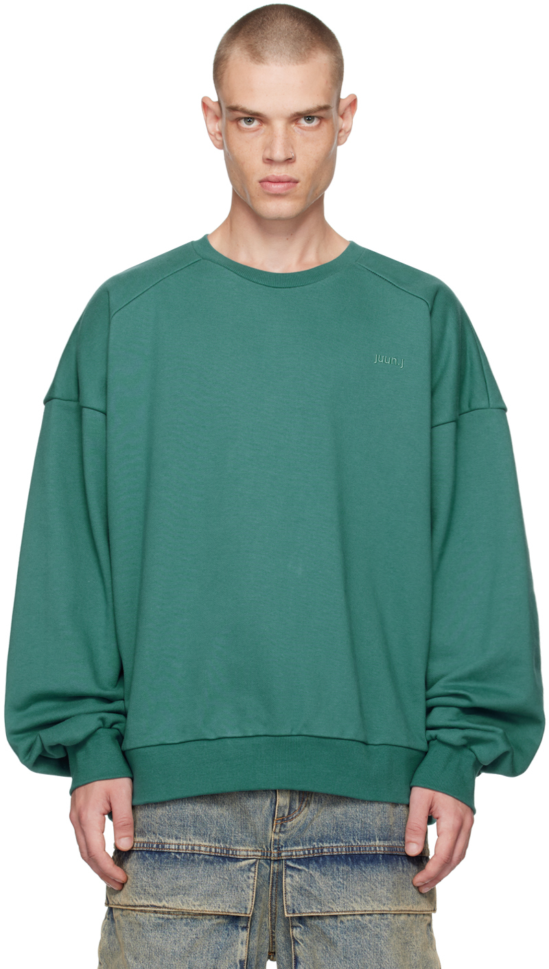 Shop Juunj Green Embroidered Sweatshirt In M Green