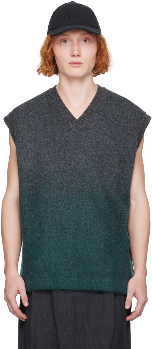 Shop Juunj Gray & Green Gradient Vest In M Green