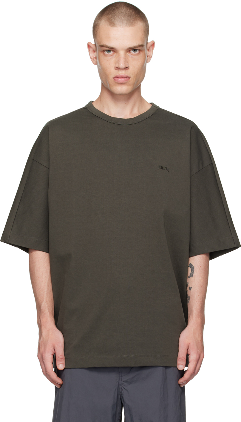 Shop Juunj Gray Crewneck T-shirt In 4 Ash