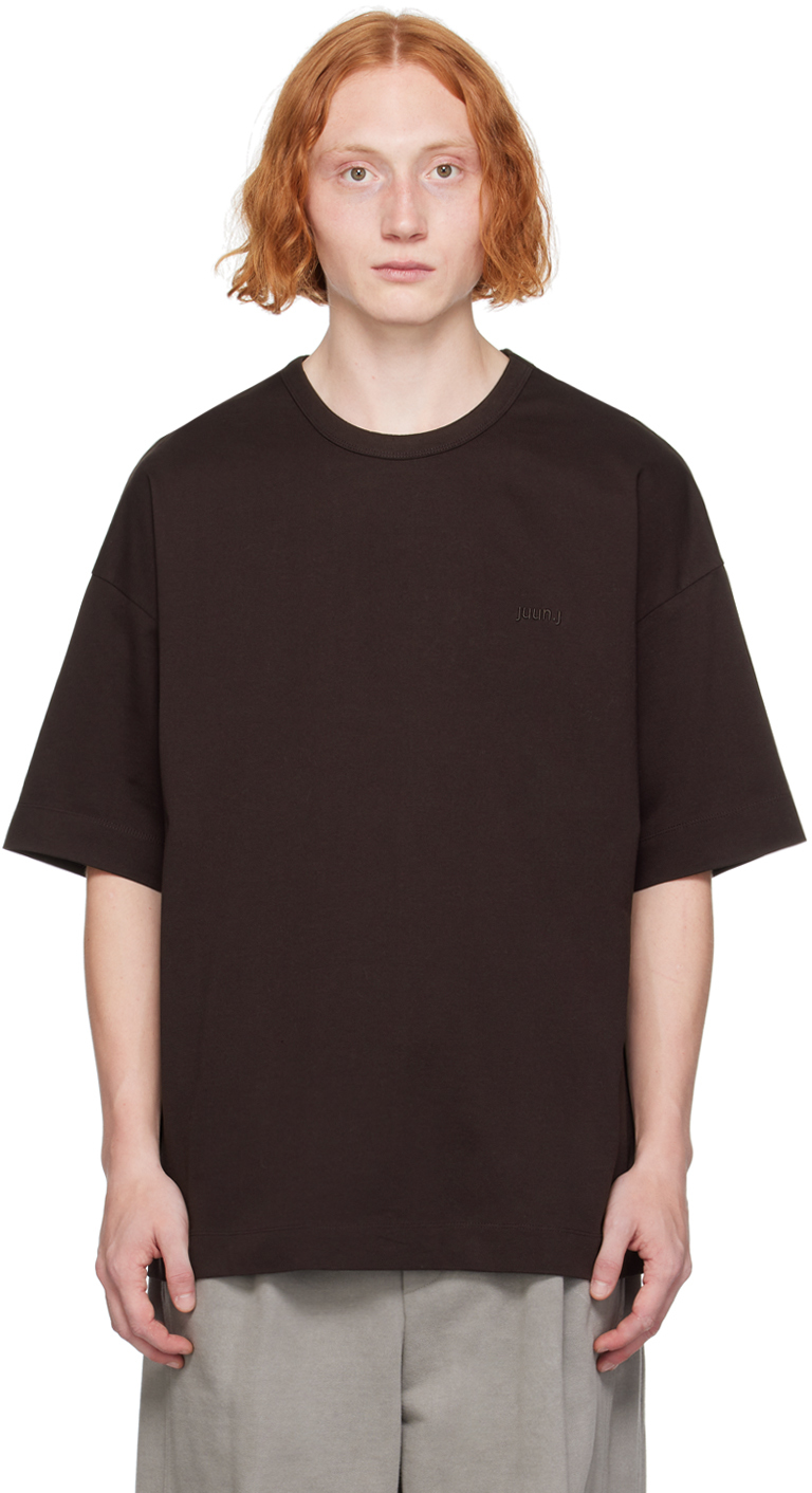 Juun. J Brown Embroidered-Logo T-Shirt