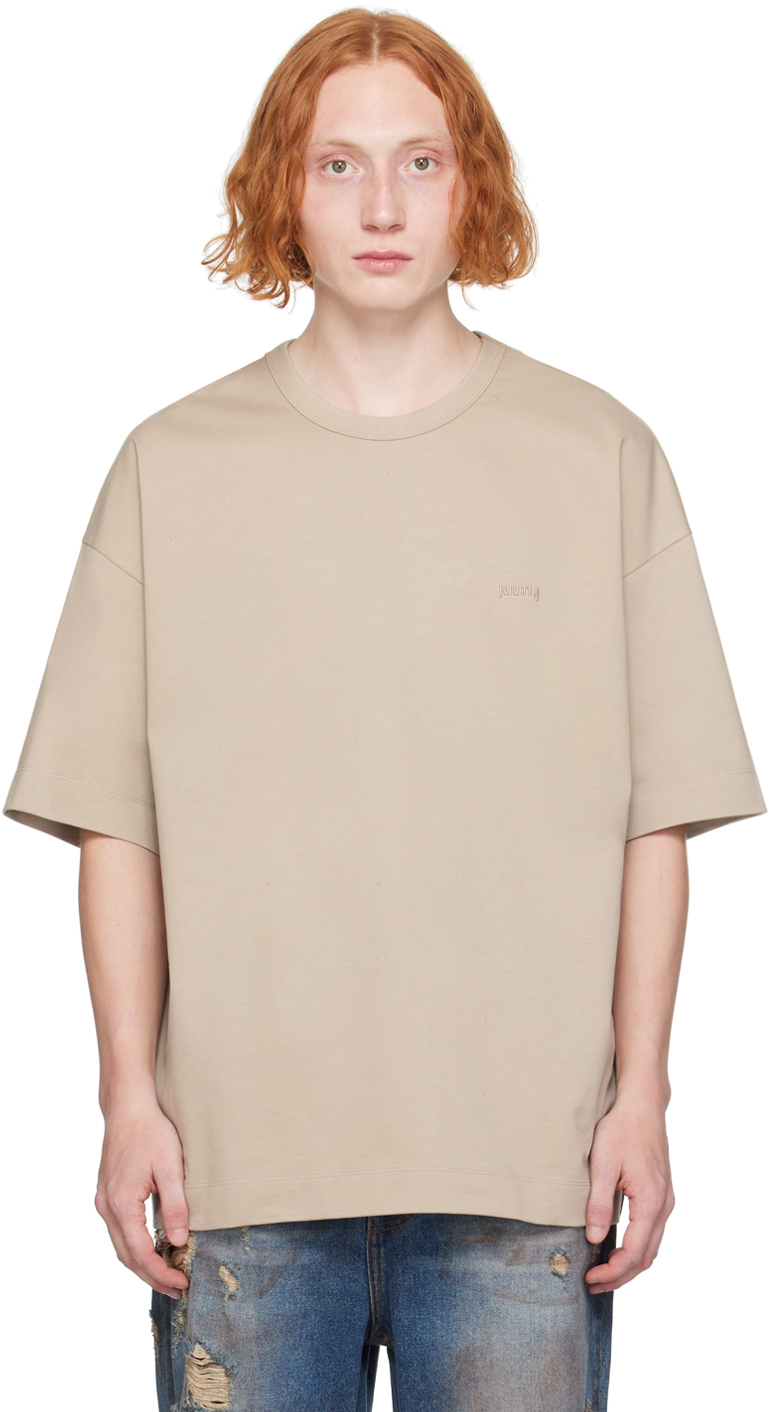 Shop Juunj Beige Embroidered-logo T-shirt In A Beige