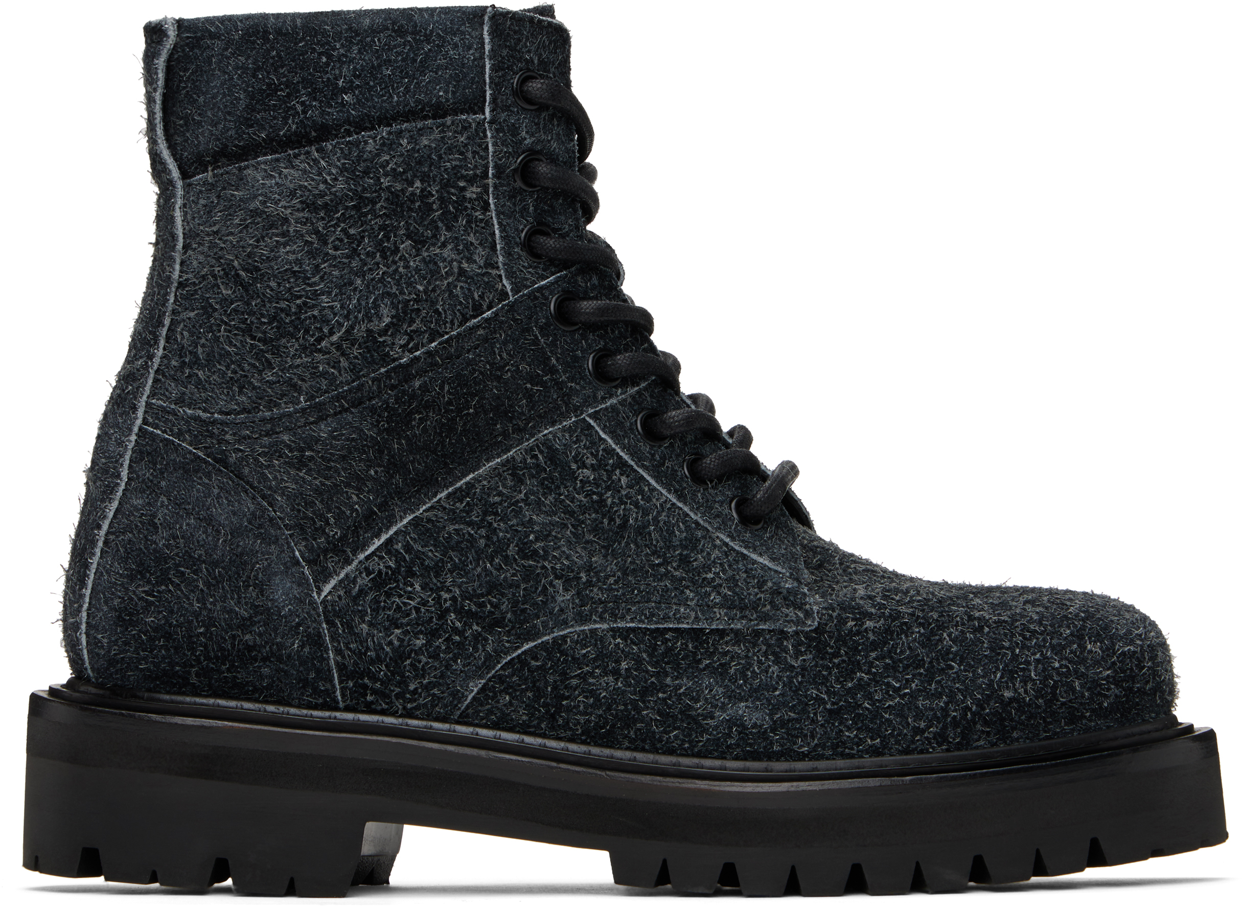 Juun. J Black Vibram Sole Nubuck Military Boots