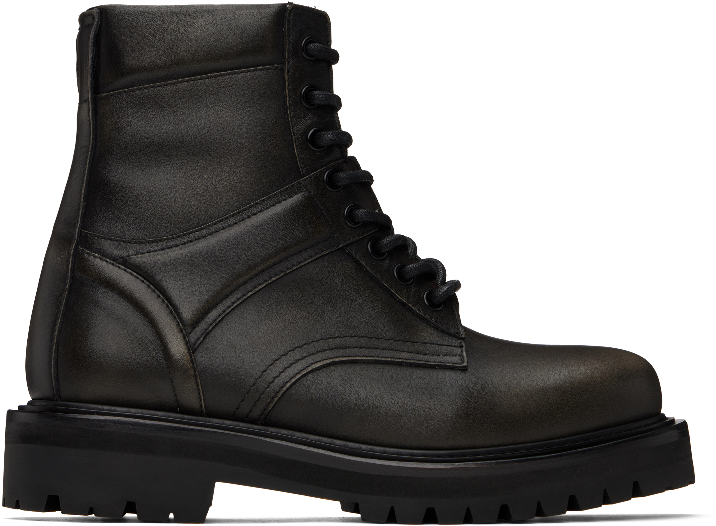 Juun. J Black Vibram Sole Military Boots