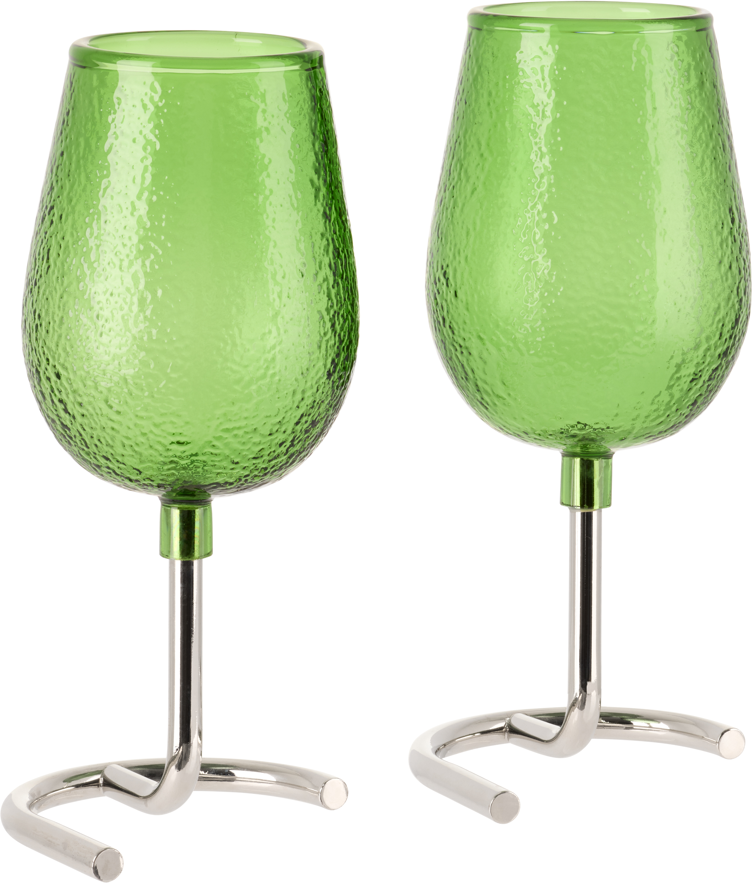 Tickle Silver & Green Slowly Rising Wine Glass In Pine