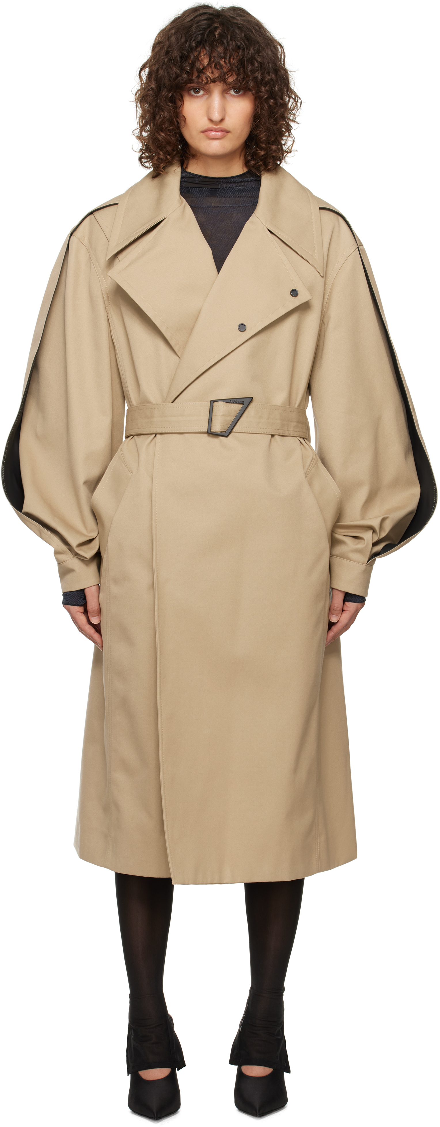 Beige Belted Trench Coat