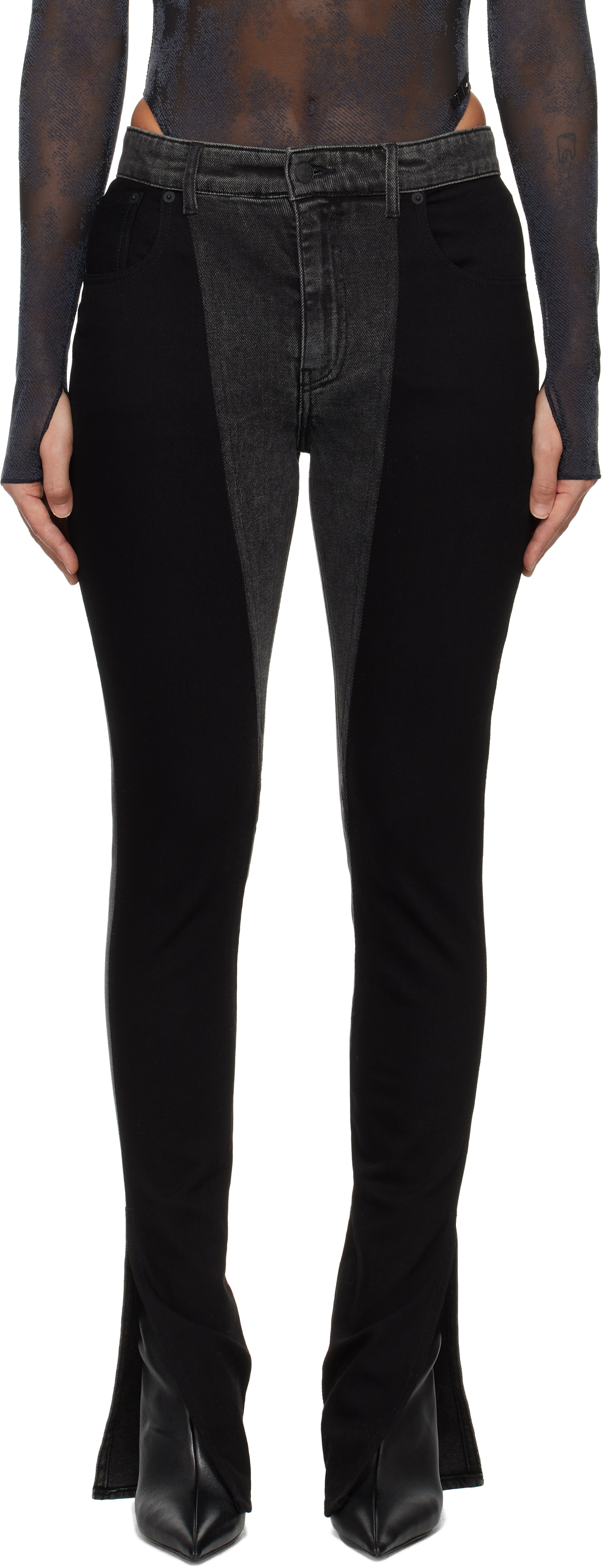 Black Bi-Color Skinny Jeans