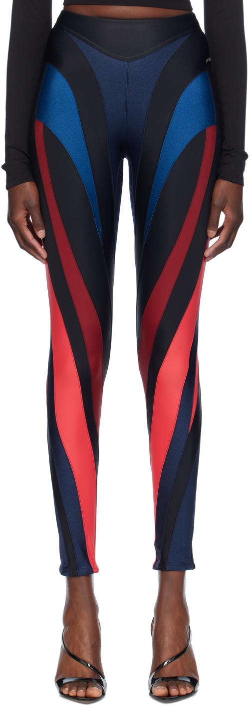 Shop Mugler Multicolor Spiral Leggings In M6036 Multic/magenta