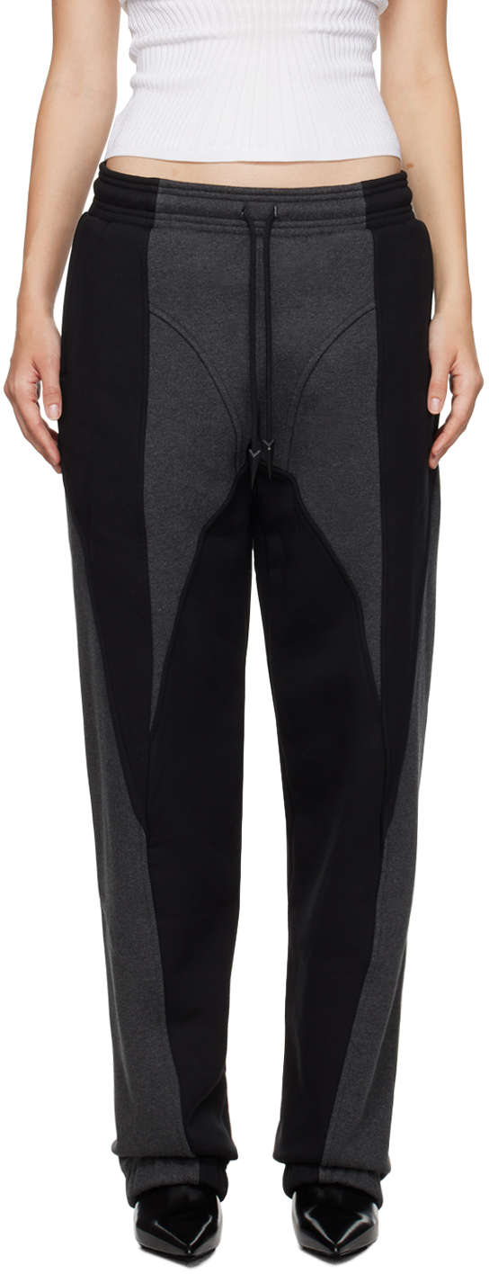 【関税込み】Mugler グレー＆ブラック パネル ラウンジパンツ Gray & Black Paneled Lounge Pants by Mugler on Sale