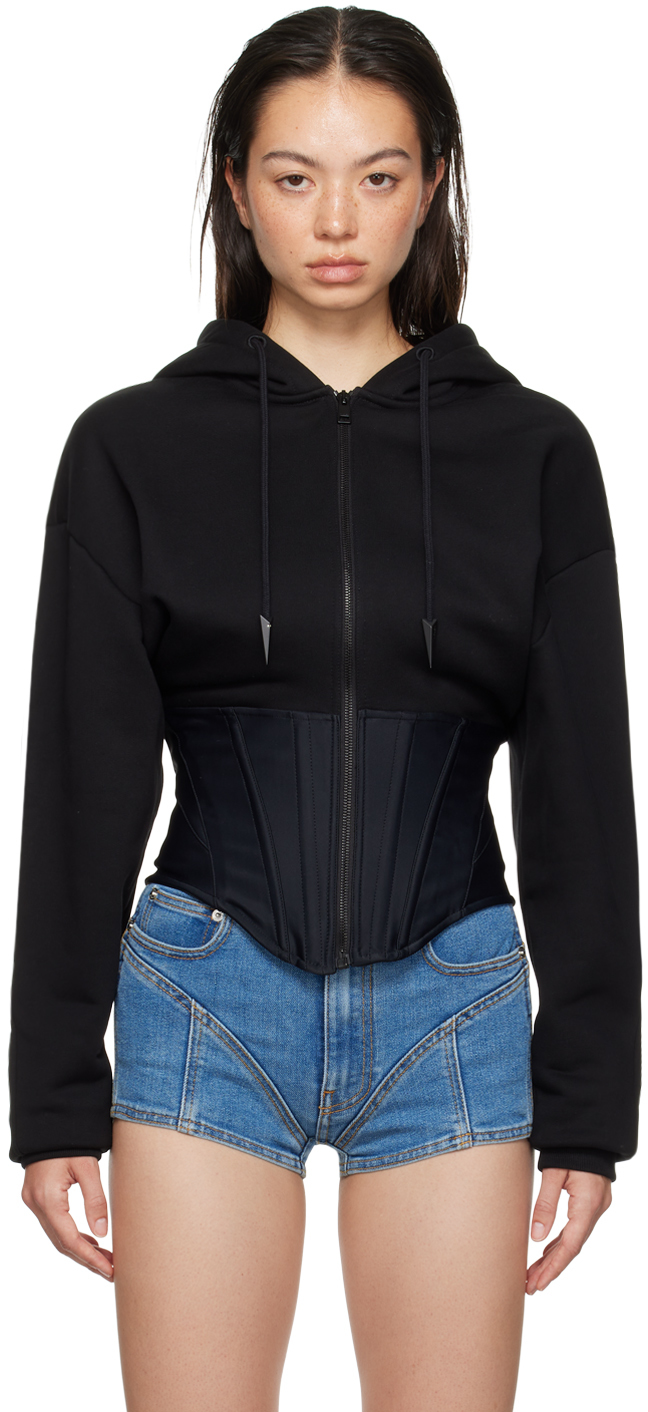 Zip Hoodie Hoodie Corset Top Corset Top Corset Hoodie Black Black