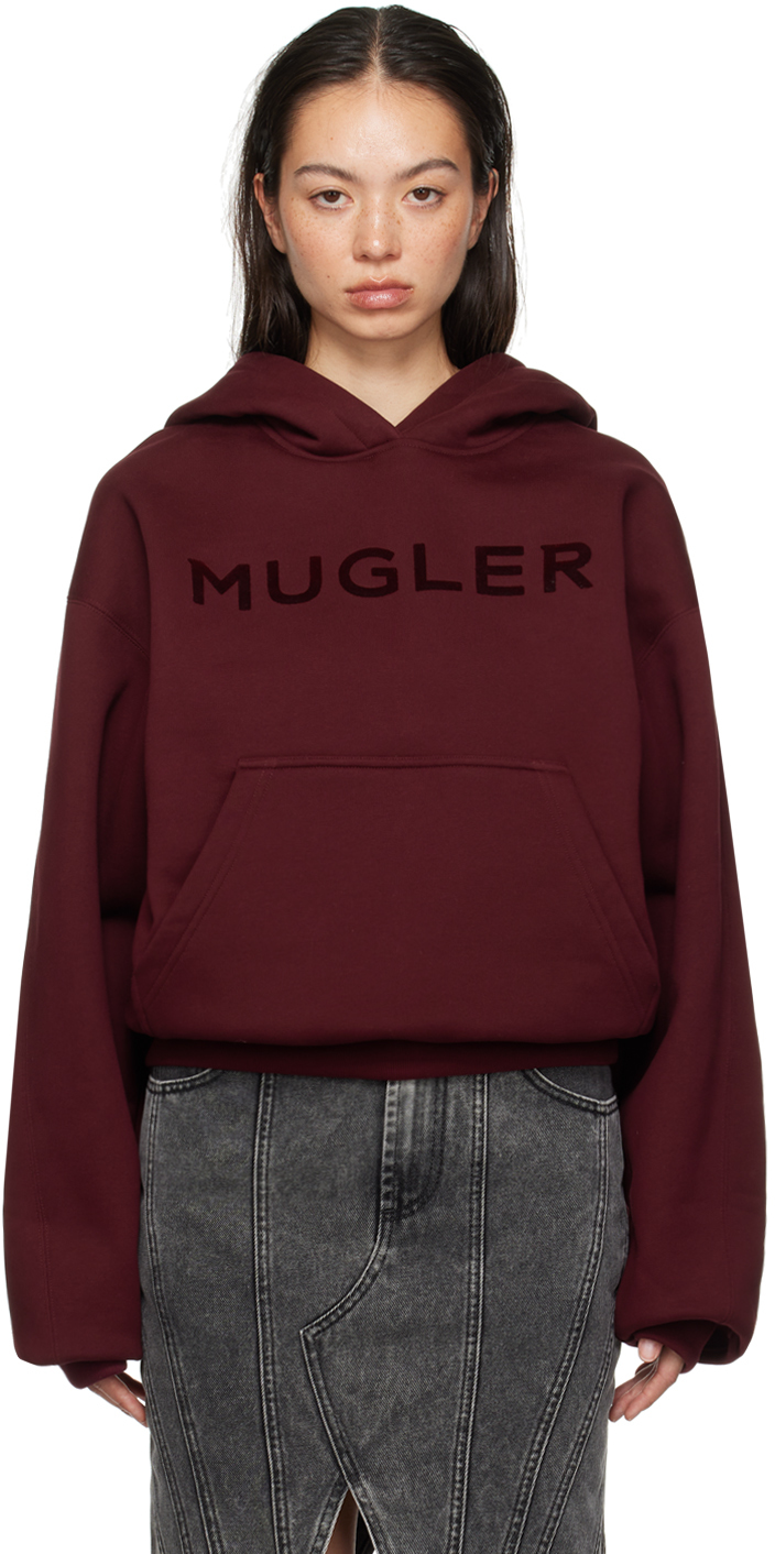 Red 'Mugler' Logo Hoodie