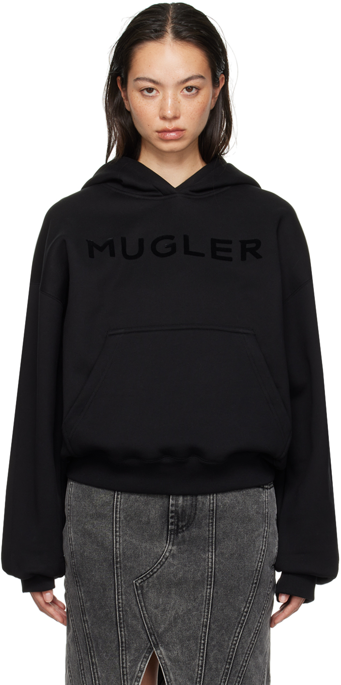 Shop Mugler Black '' Logo Hoodie In 1999 Black