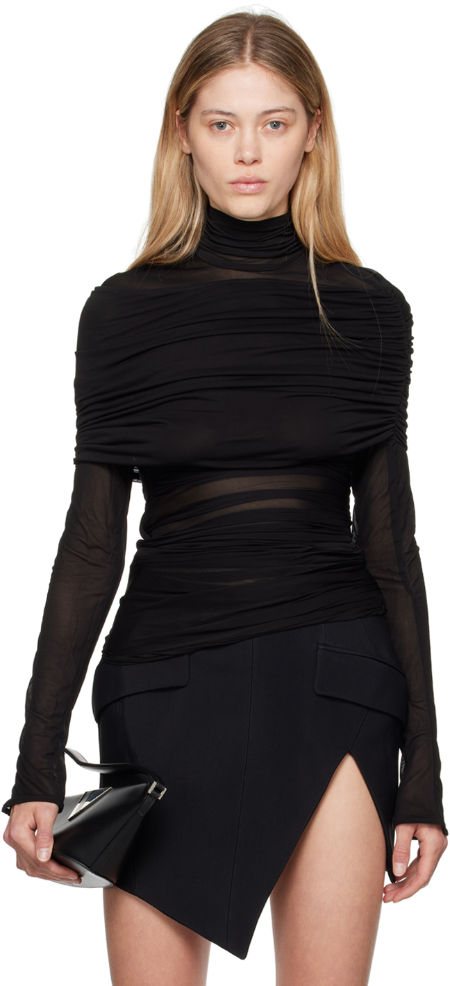 Black Ruched Turtleneck