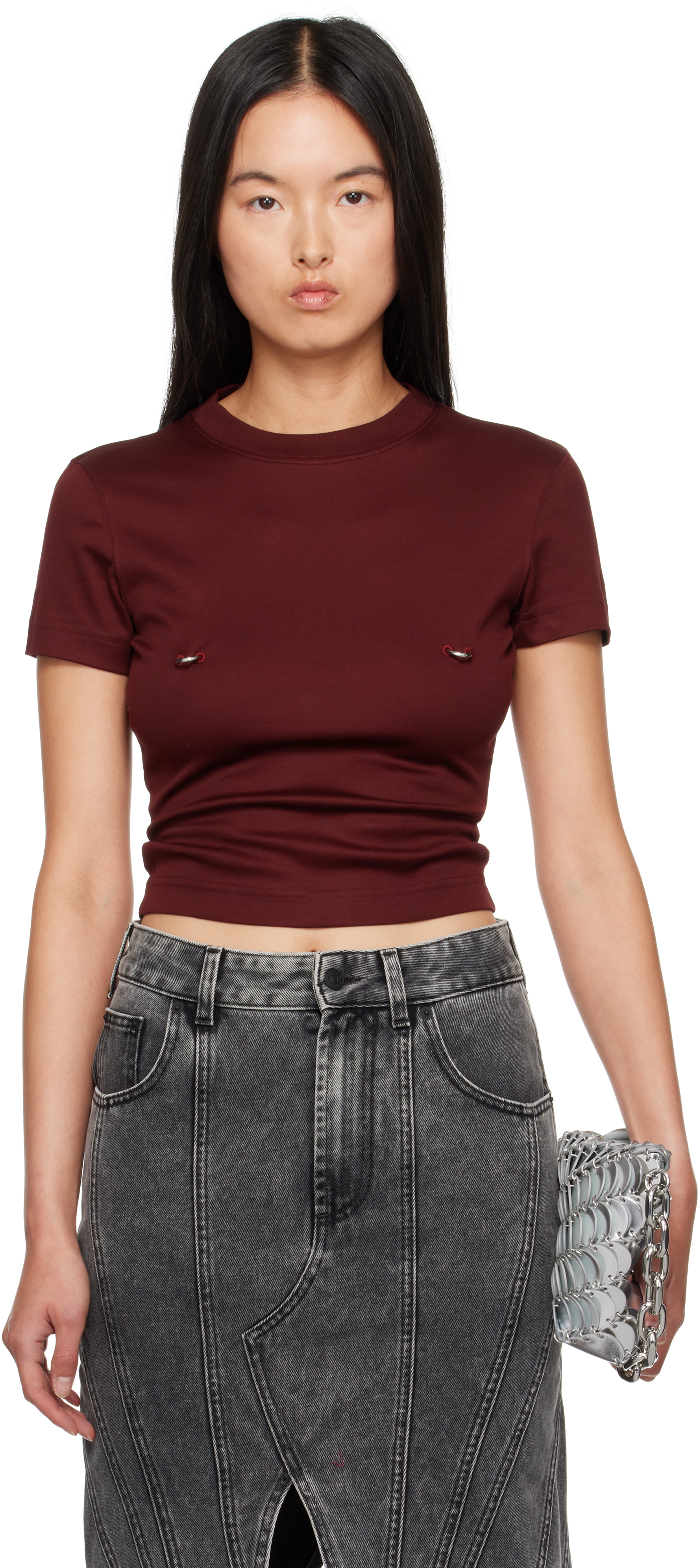 Burgundy Pierced T-shirt