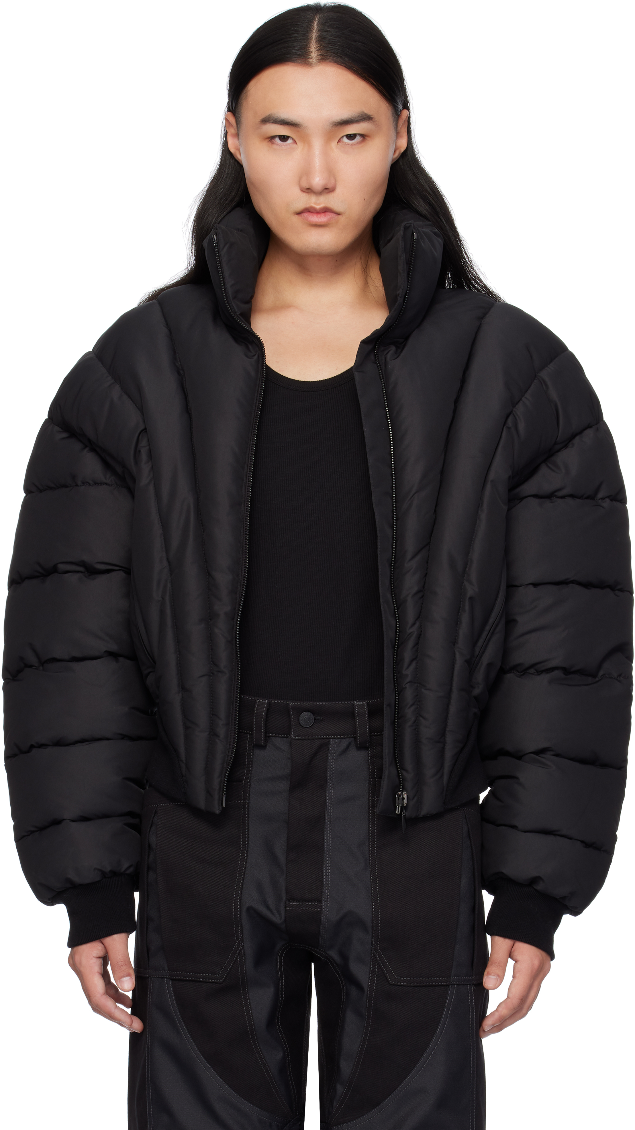 Black Padded Bomber Jacket