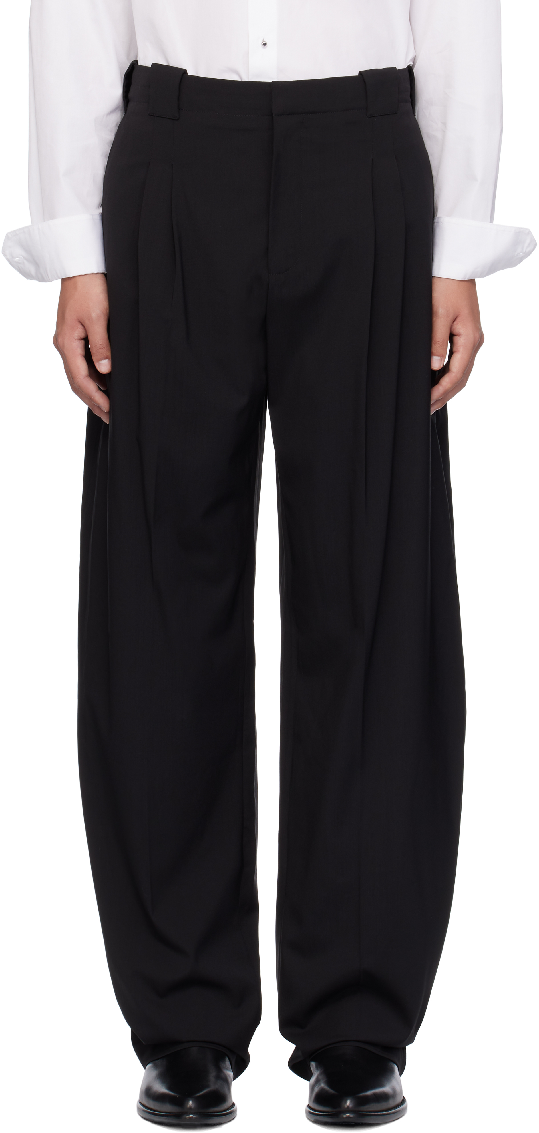 Black Pleated Wide Leg Trousers