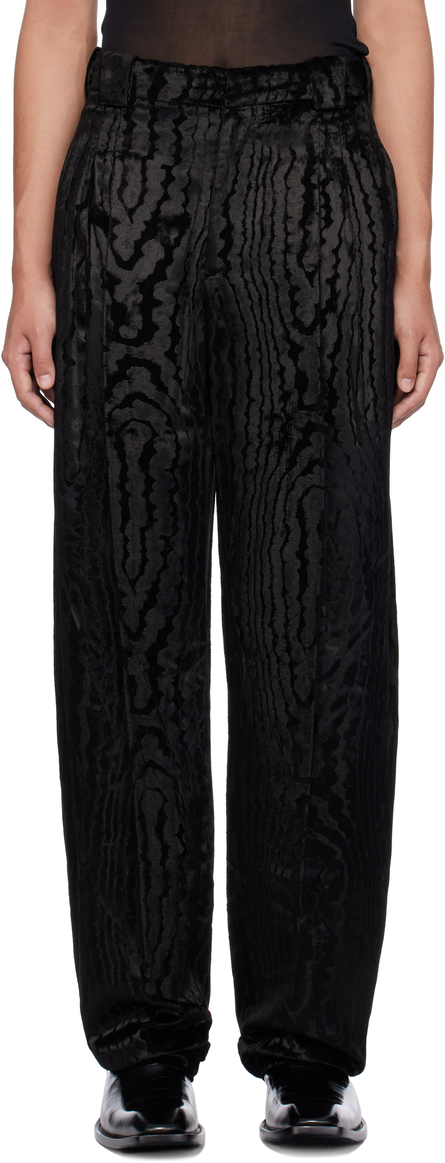 Black Moiré Velvet Trousers