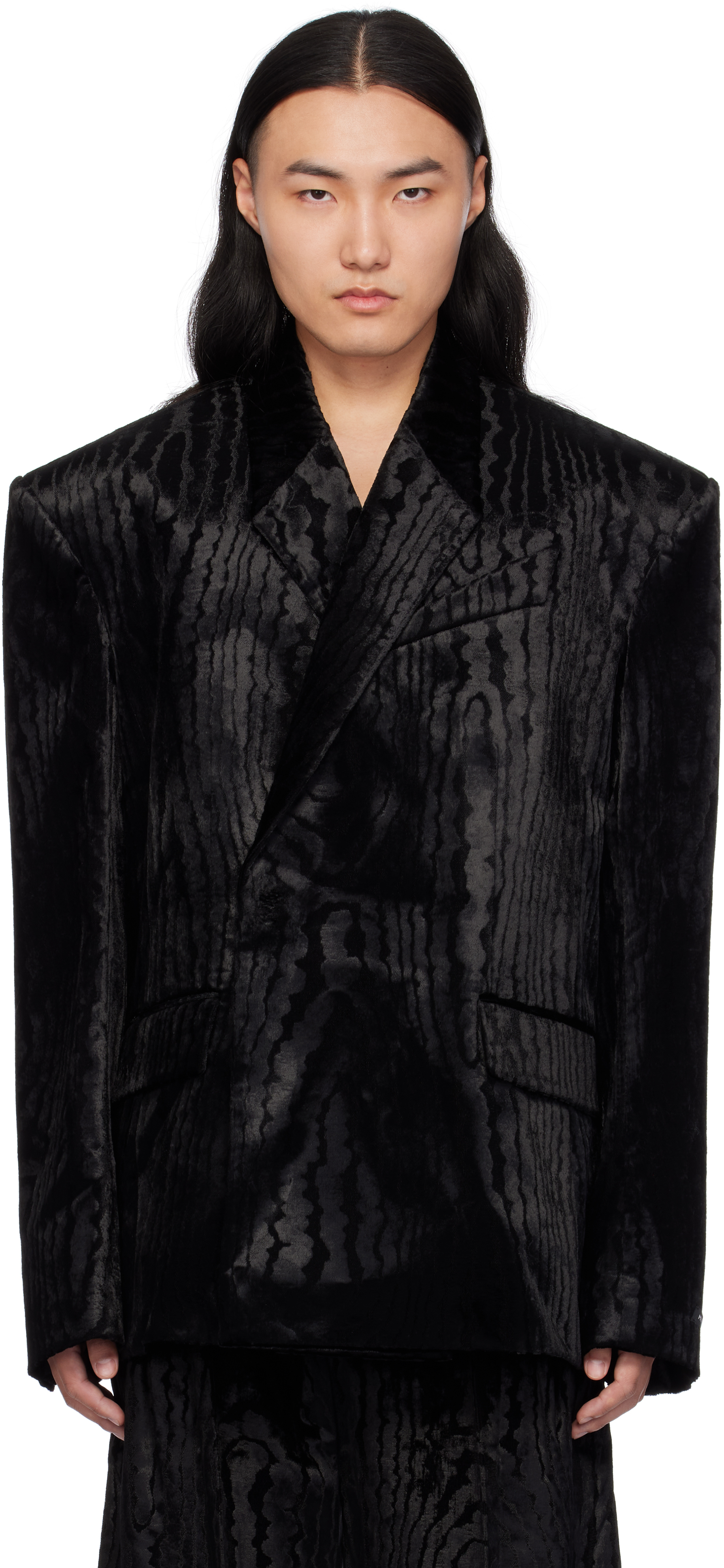 Black Moiré Velvet Blazer