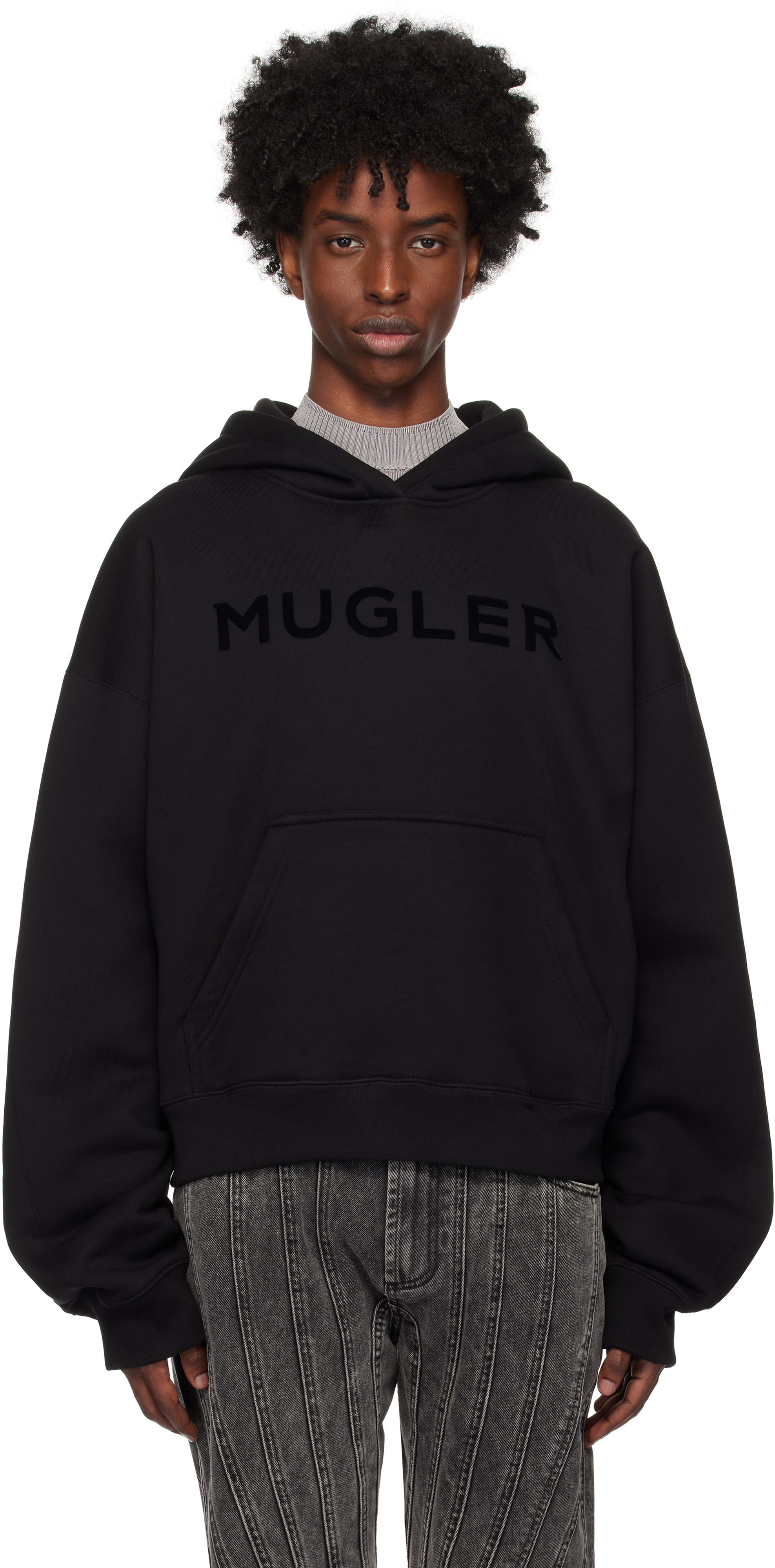 【関税込み】Mugler ブラック Mugler Signature フーディ Mugler メンズ フーディ & ジップアップ | SSENSE 日本