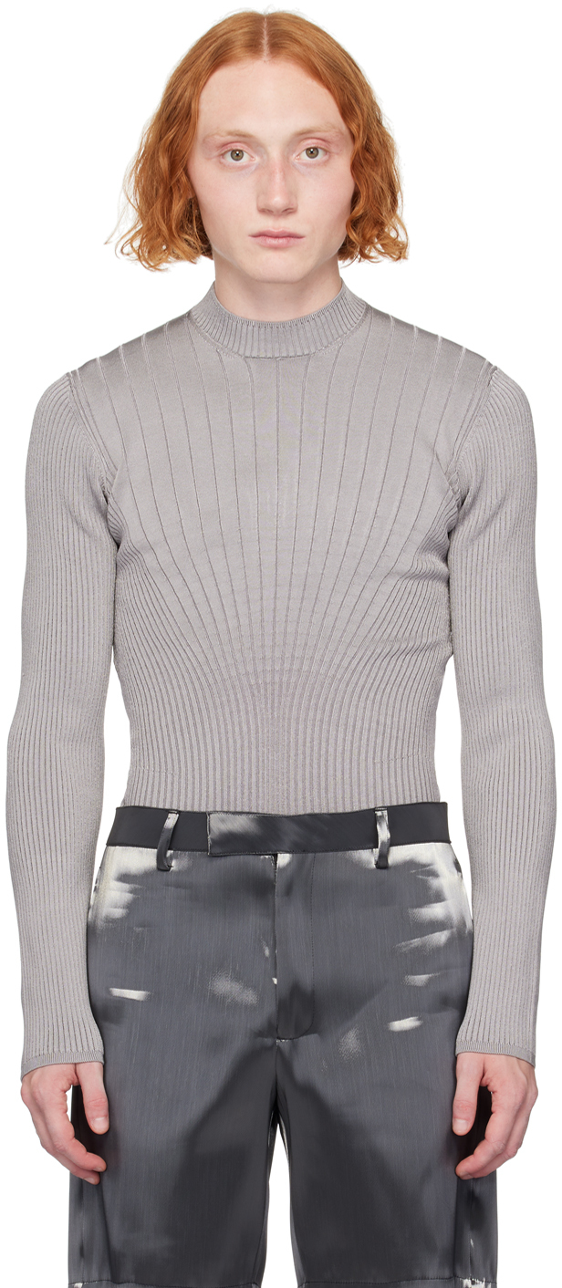 Shop Mugler Gray Sculpting Sweater In 8026