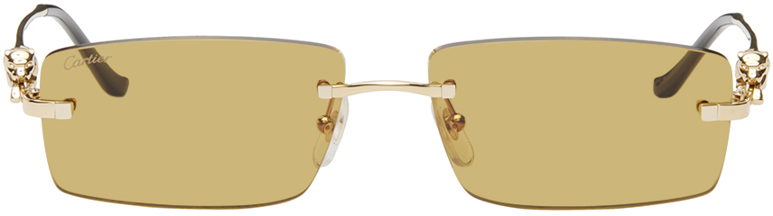 Gold 'Panthère de Cartier' Sunglasses