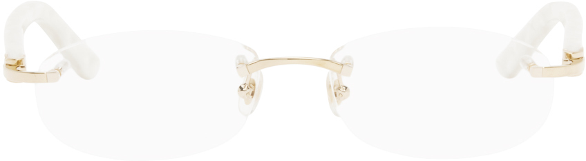 Cartier Gold Oval Glasses In Gold-white-trnsprnt