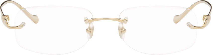 Cartier Gold Rectangular Glasses In Gold-gold-trnsprnt