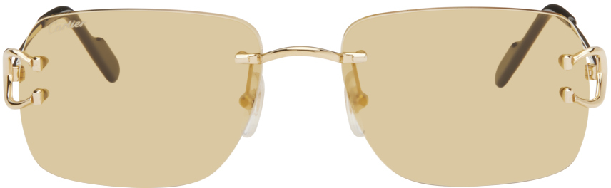 Cartier Gold Square Sunglasses In Gold-gold-yellow