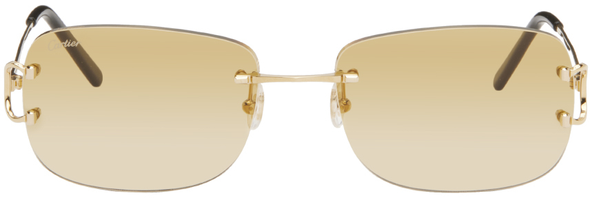 Cartier Gold Signature C De  Sunglasses In Gold-gold-yellow