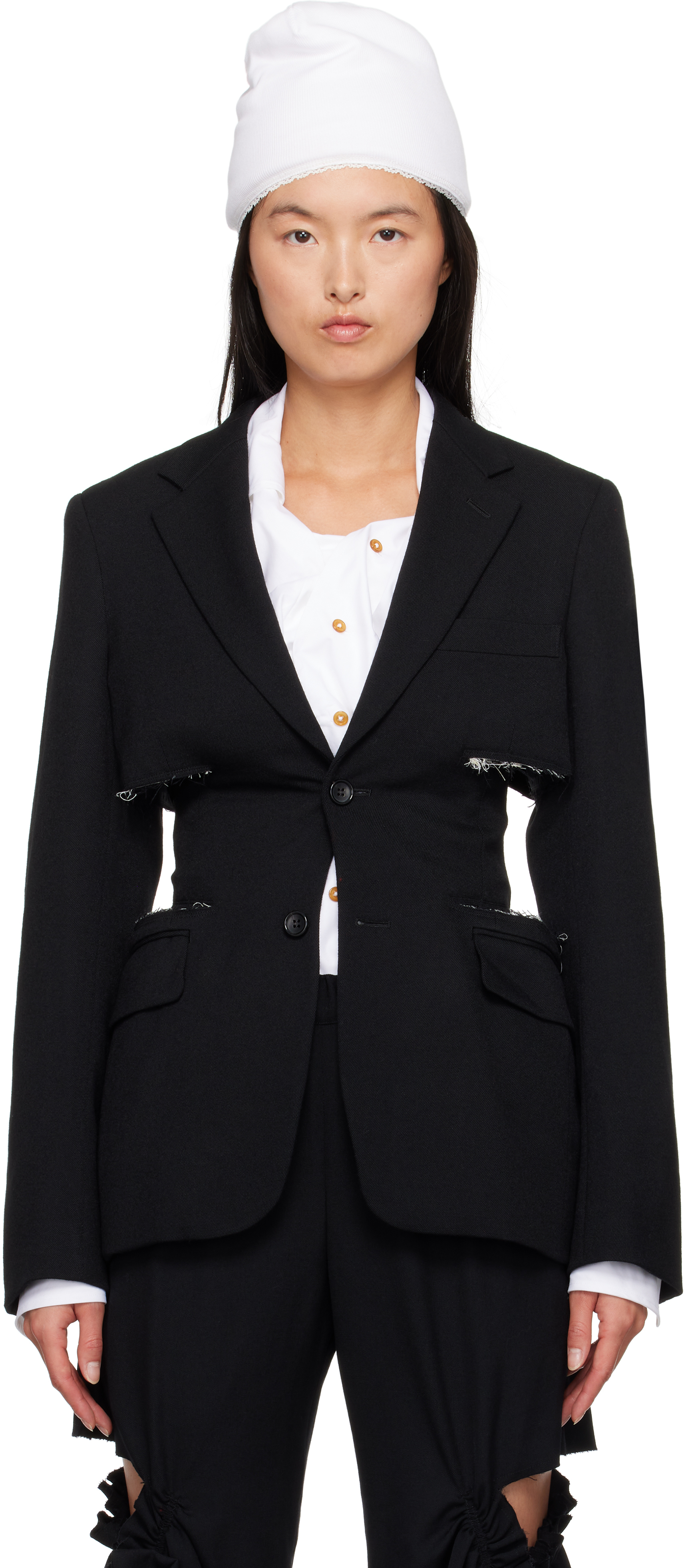 Comme Des Garçons Homme Deux Black Gabardine Blazer In 1 Black