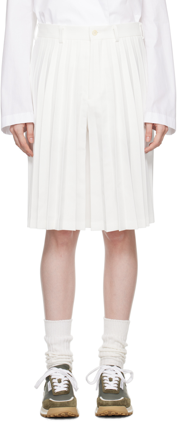 White Pleated Shorts