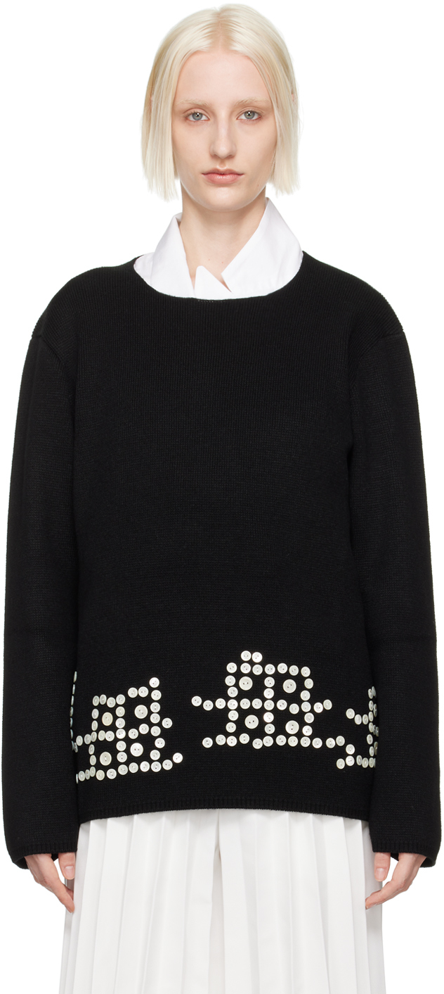 Shop Comme Des Garçons Homme Deux Black Button Sweater In 1 Black