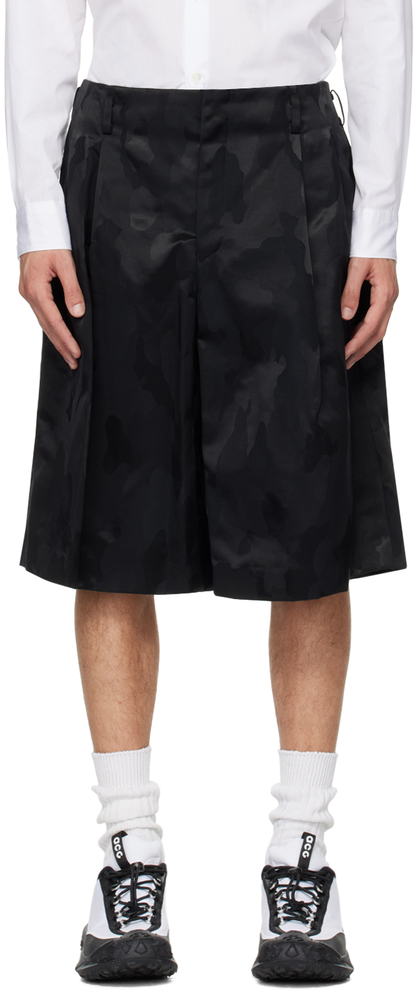 Black Jacquard Camo Shorts