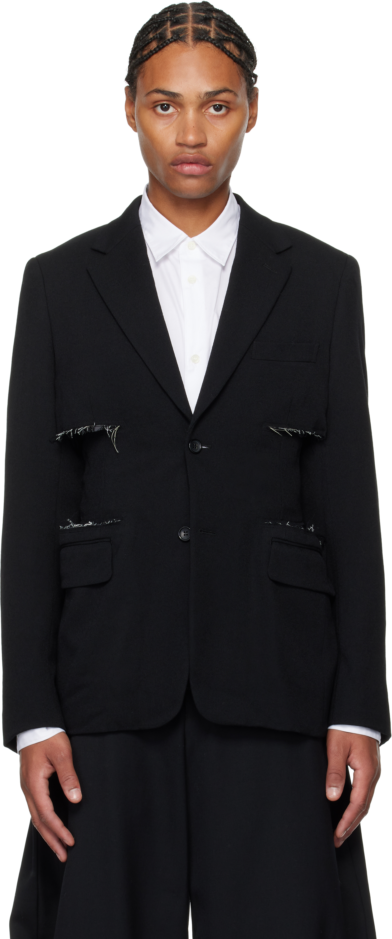 Comme Des Garçons Homme Deux Black Wool Gabardine Blazer